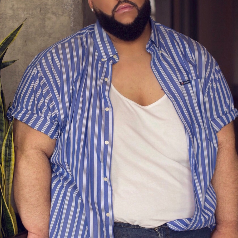 Light blue stripped button up shirt
